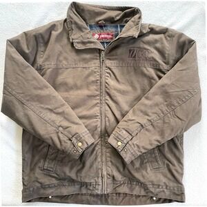 Dri Duck Mens Large Maverick Work Jacket Brown Plaid Lined Cumberland River Coal